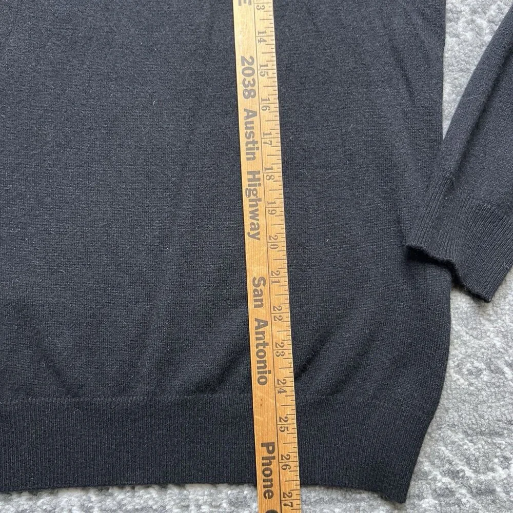 The Kooples Sports Cashmere Henley Sweater Mens Large Black Golf Logo Buttons